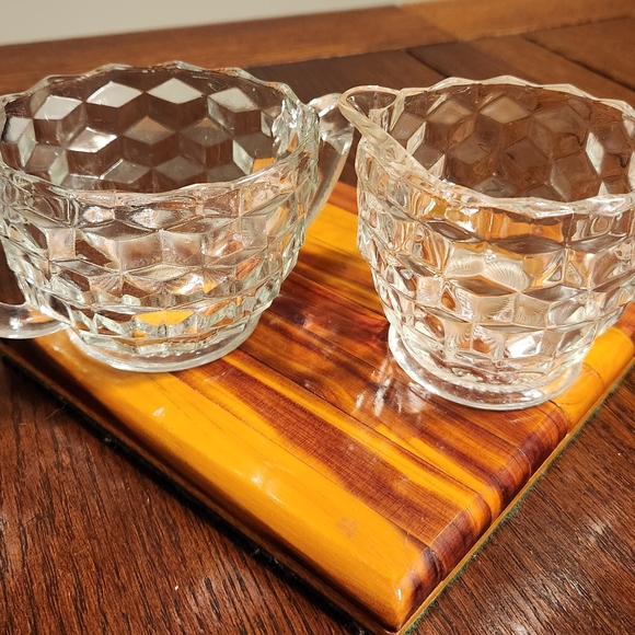 Fostoria Glass Sugar and Creamer W/ Serving Dish Set - Picture 6 of 15